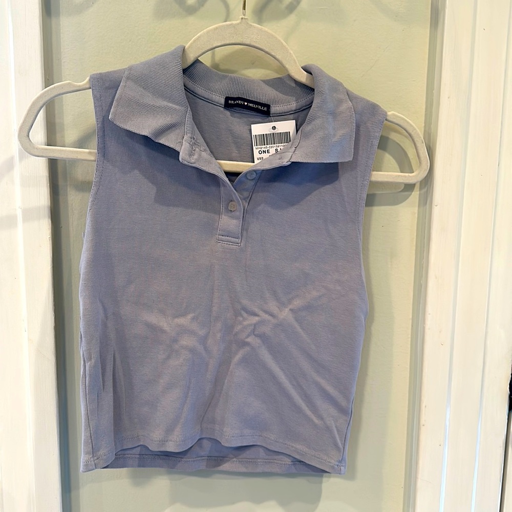 Brandy Melville Lilac-Gray Pastel Sleeveless Polo